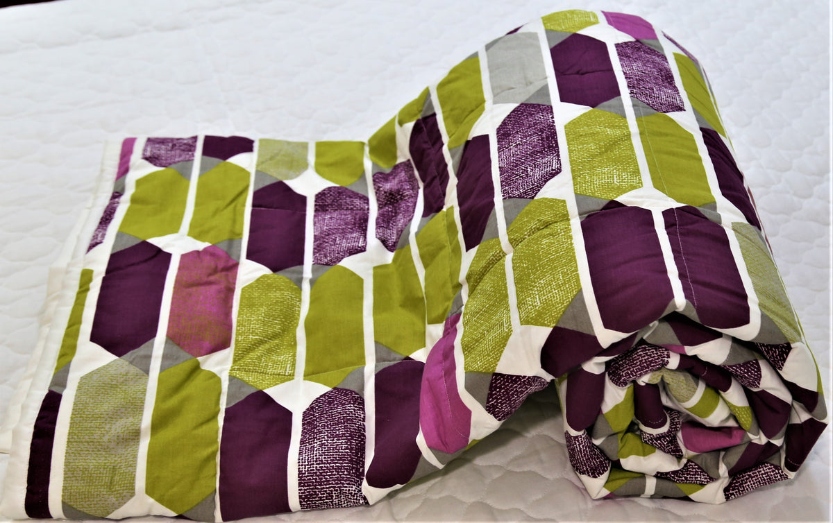 Printed(Purple/Green) Cotton Quilt (60x90 Inch)-200 GSM - Jagdish Store Online Since 1965