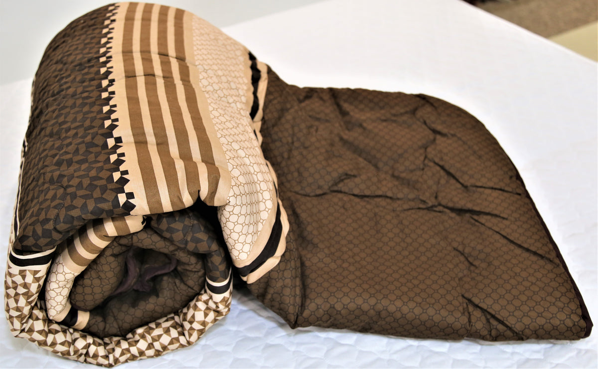 Printed(Beige/Brown) Cotton Quilt (60x90 Inch)-300 GSM - Jagdish Store Online Since 1965