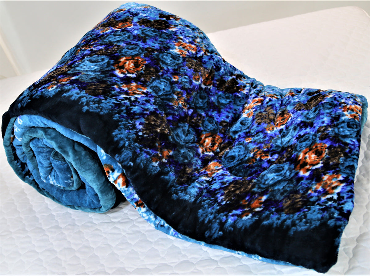Printed(Turquoise) Blanket Quilt (100x100 Inch)-300 GSM - Jagdish Store Online Since 1965