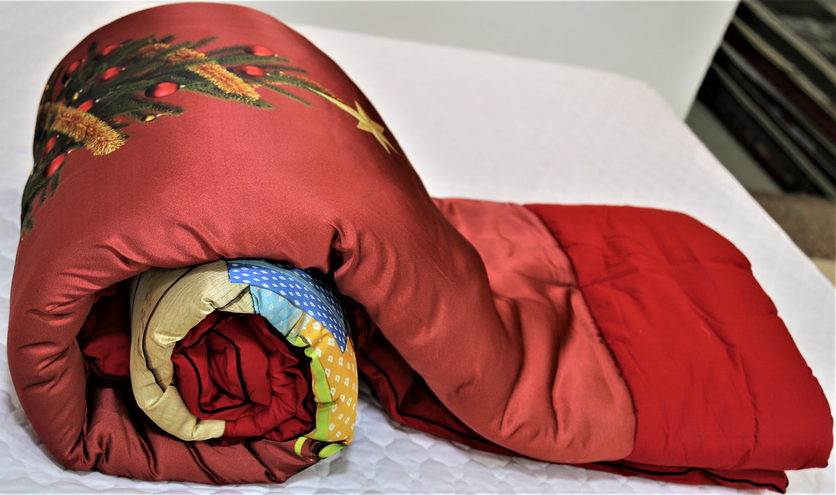 Printed(Red/Green) Polyester Quilt (60x90 Inch)-250 GSM - Jagdish Store Online Since 1965