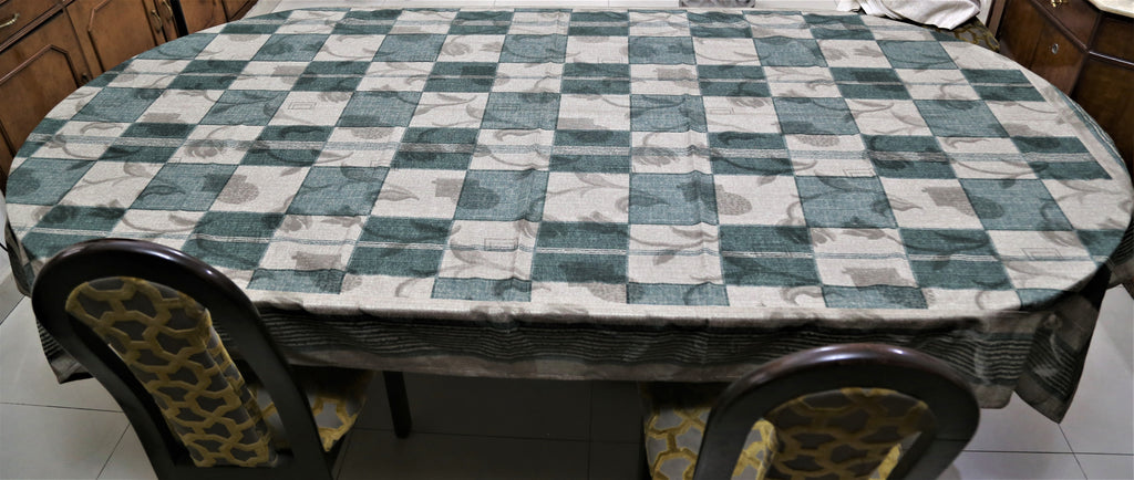 Self Design/Checkered(60x108 Inch)Table Cover(Green)-Net - Jagdish Store Online Since 1965
