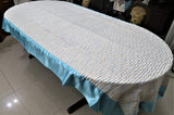 Printed (60x120 Inch)Table Cover(Cream/T.Blue)-Sheer - Jagdish Store Online Since 1965
