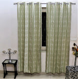 (Green) Curtain Self Design- Polyester(7 X 4 Feet) - Jagdish Store Online Since 1965