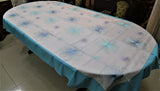 Embroidery(60x108 Inch)Table Cover(S.Blue/White)-Sheer/Polyester - Jagdish Store Online Since 1965