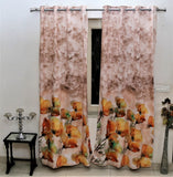 (Orange/Fawn) Curtain Self Design- Polyester(7 X 4 Feet) - Jagdish Store Online Since 1965