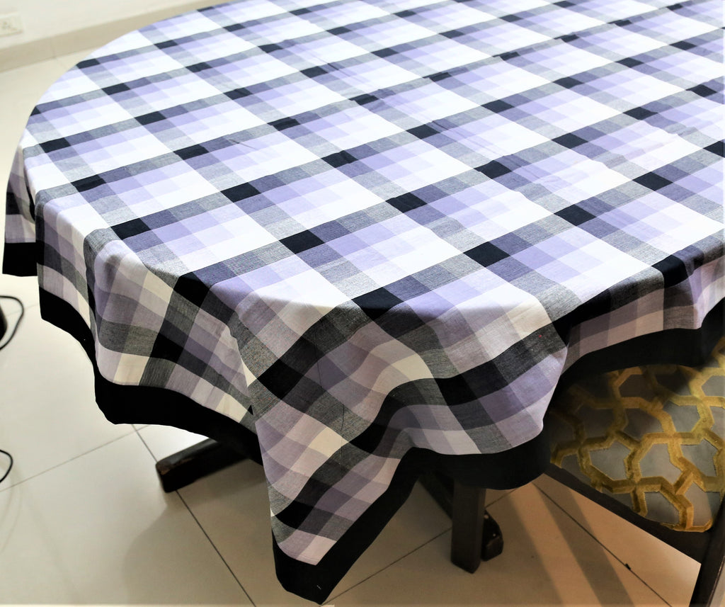 Printed Check(60x120 Inch)Table Cover(Black/Grey)-Cotton - Jagdish Store Online Since 1965