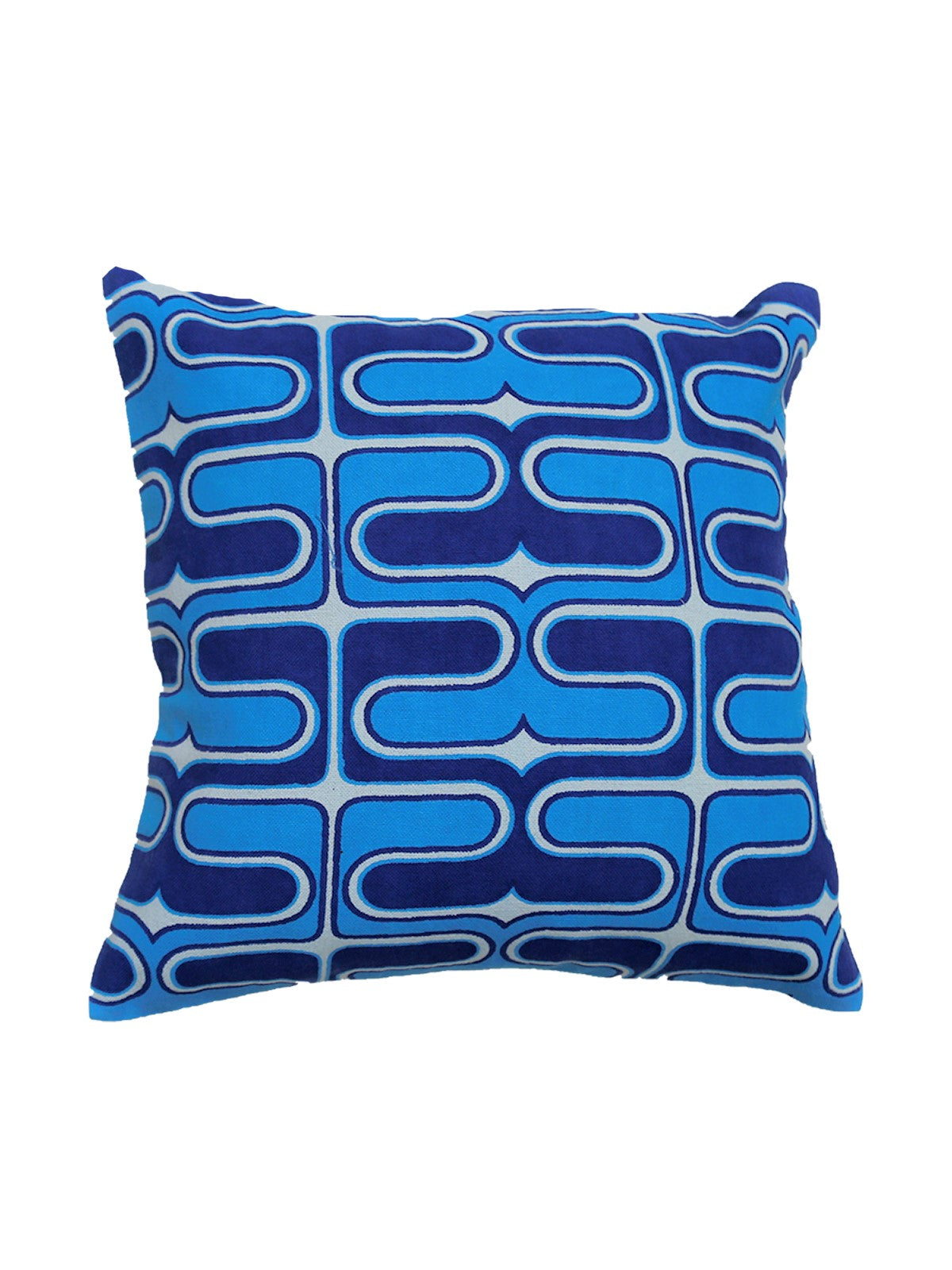 Blue Printed Polyester Cushion Covers 12x12 inch front view