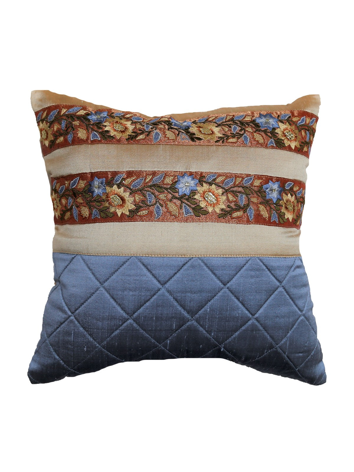 Grey Patchwork Polyester Cushion Covers 12x12 inch front view