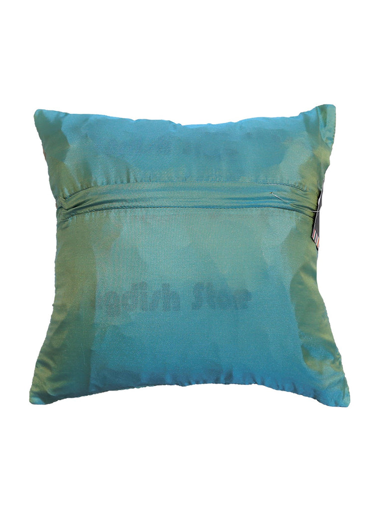 (Blue/Green)Zari Work- Polysilk Cushion Cover - Jagdish Store Online Since 1965