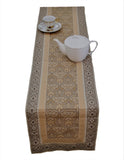 Brocade(13 X 108 Inch) Table Runner(Brown/Gold)-Polysilk - Jagdish Store Online Since 1965