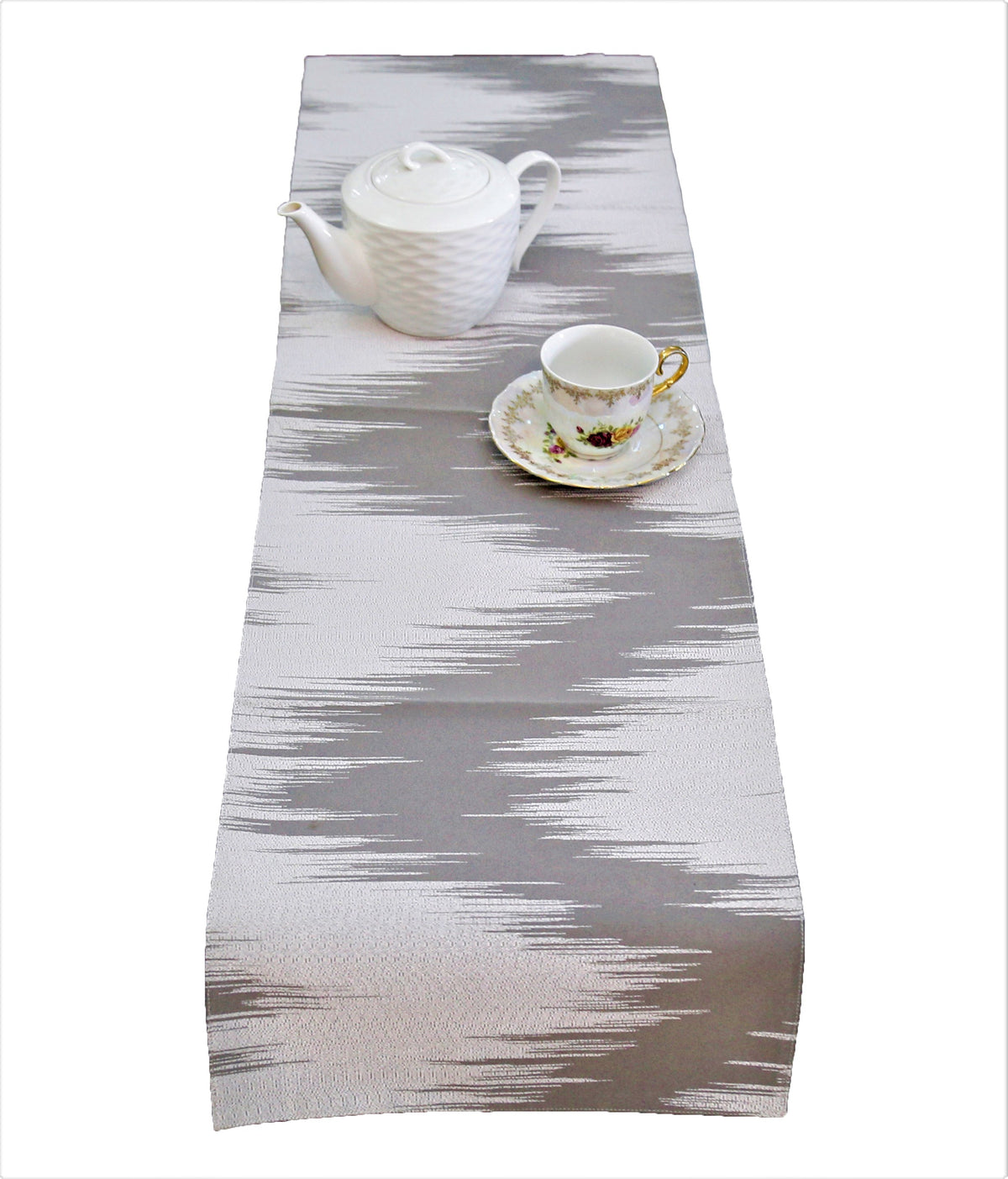 Grey Polyester Table Runner 13x48 front view
