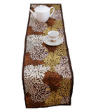 Embroidery(12 X 90 Inch) Table Runner(Brown/Gold)-Dupion Silk - Jagdish Store Online Since 1965
