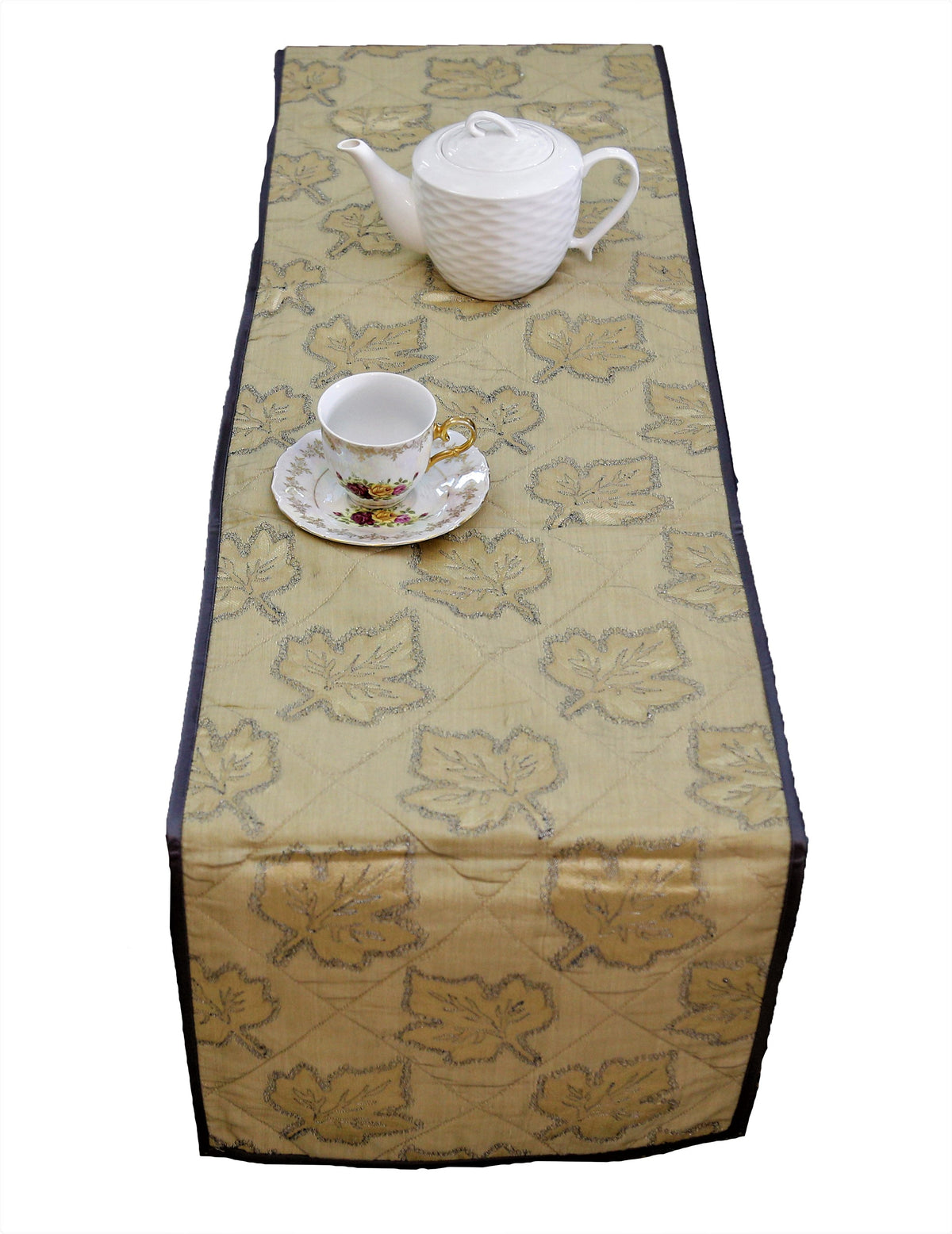 Green Dupion Silk Table Runner 14 X 72 inch front view