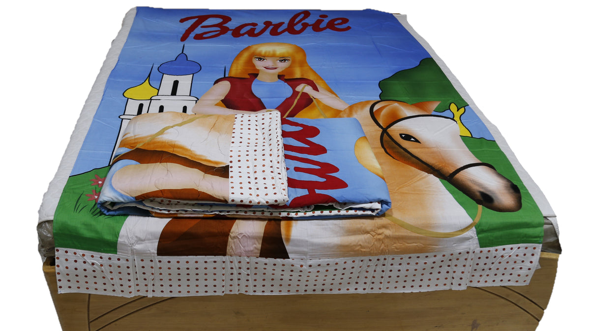 Barbie Printed Cotton AC Quilt Set (60x90 Inch)-250 GSM - Jagdish Store Online Since 1965