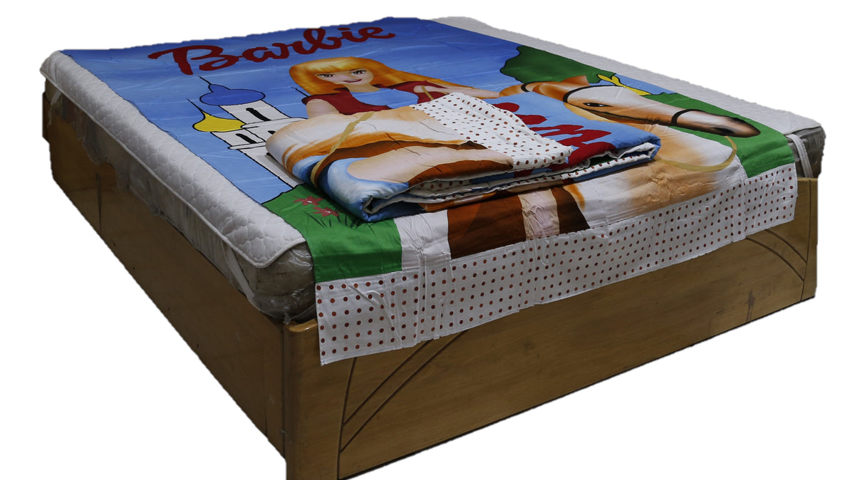 Brown Printed Cotton AC Set front view