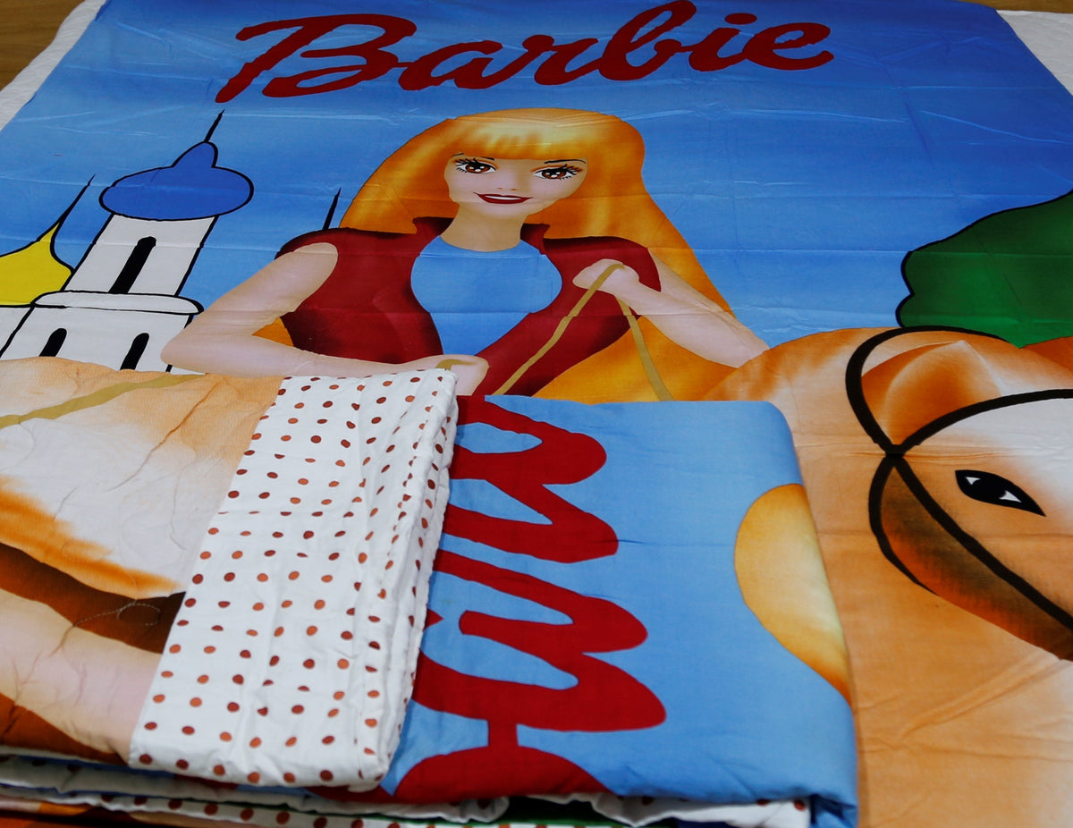 Barbie Printed Cotton AC Quilt Set (60x90 Inch)-250 GSM - Jagdish Store Online Since 1965