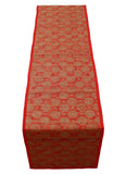 Block Printed Table Runner(Red)-Dupion Silk - Jagdish Store Online Since 1965