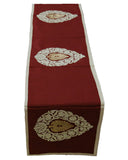 Embroidery- Table Runner(Maroon/Beige)-Dupion Silk - Jagdish Store Online Since 1965