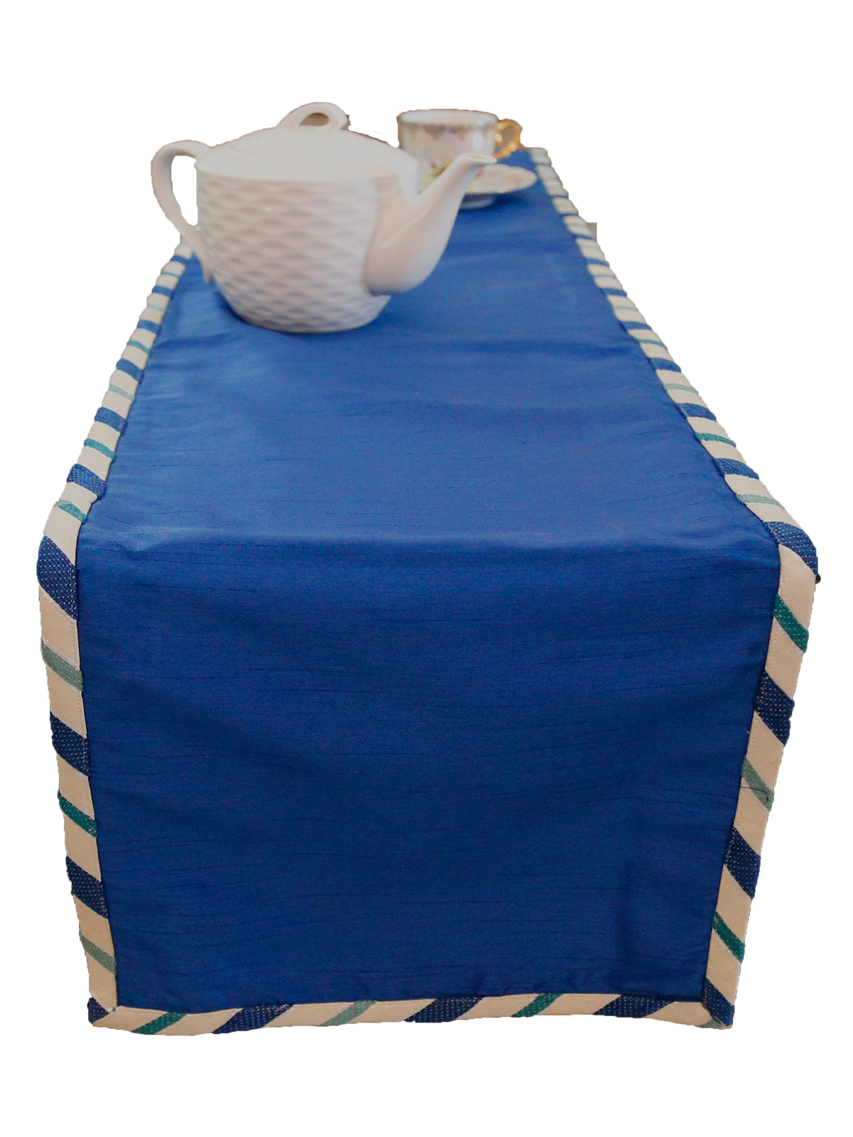 Blue Plain Polyester Table Runner 12 X 90 inch front view