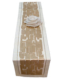 Sequence Work (13 X 90 Inch) Table Runner(Cream)-Dupion Silk - Jagdish Store Online Since 1965
