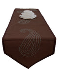 Sequence Work- Table Runner(Brown)-Dupion Silk - Jagdish Store Online Since 1965