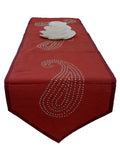Sequence Work(14 X 90 Inch) Table Runner(Red)-Dupion Silk - Jagdish Store Online Since 1965