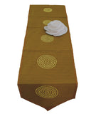 Sequence Work- Table Runner(Gold)-Dupion Silk - Jagdish Store Online Since 1965