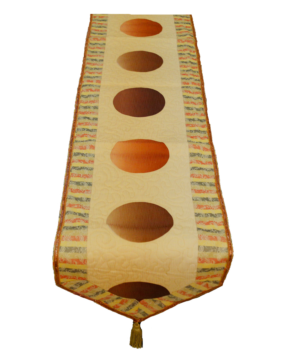 Golden Water Filling Stitch Polyester Table Runner 13 X 90 inch front view