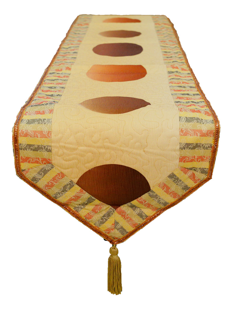 Water Filling Stitch + Lace (13 X 90 Inch) Table Runner(Golden)-Polyester - Jagdish Store Online Since 1965