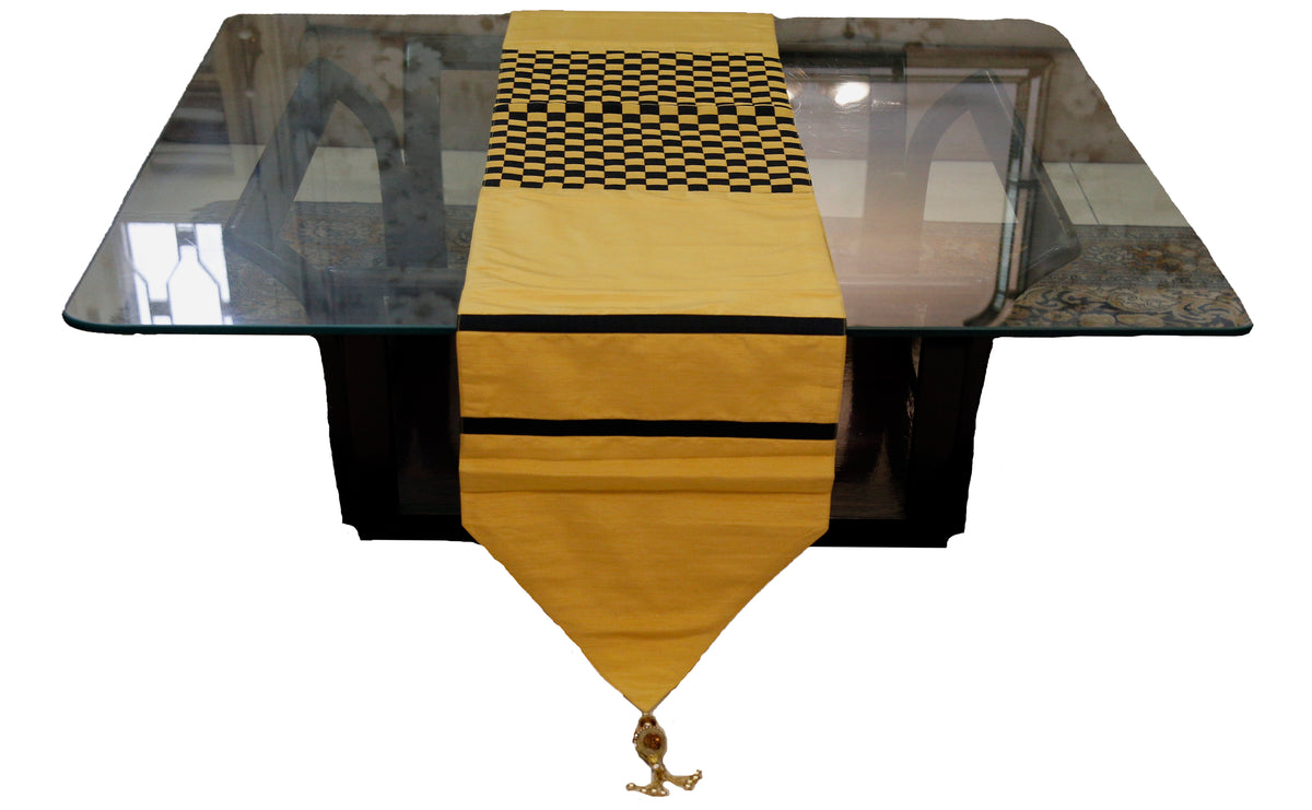 Black Dupion Silk Table Runner 13 X 90 inch front view