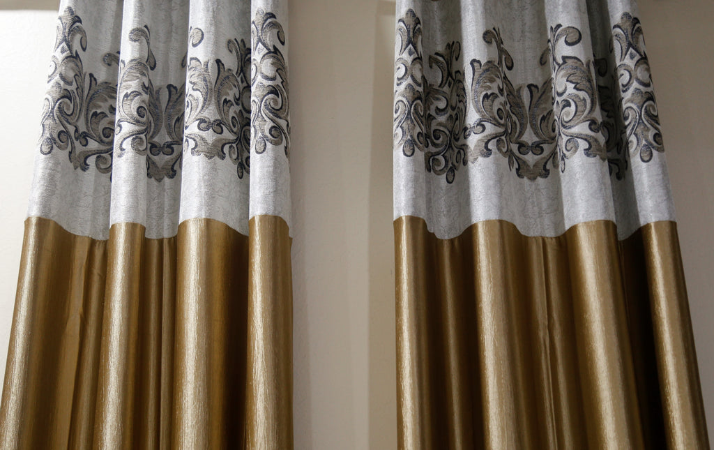 (Beige) Curtain Damask Design- Polyester(9 X 4 Feet) - Jagdish Store Online Since 1965