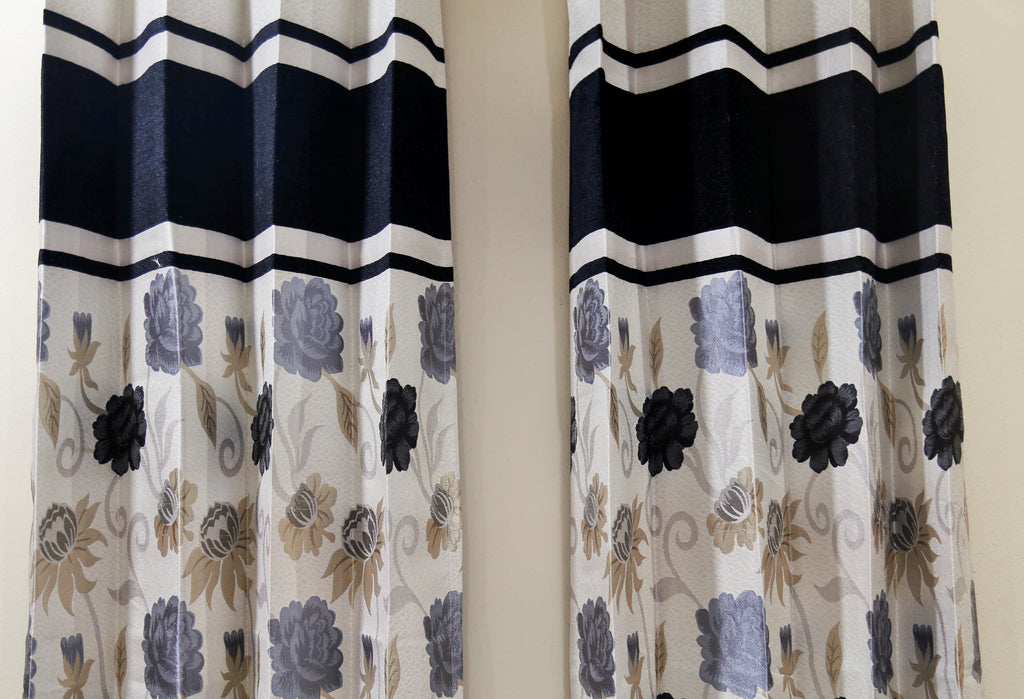 (Black) Curtain Self Design- Polyester - Jagdish Store Online Since 1965