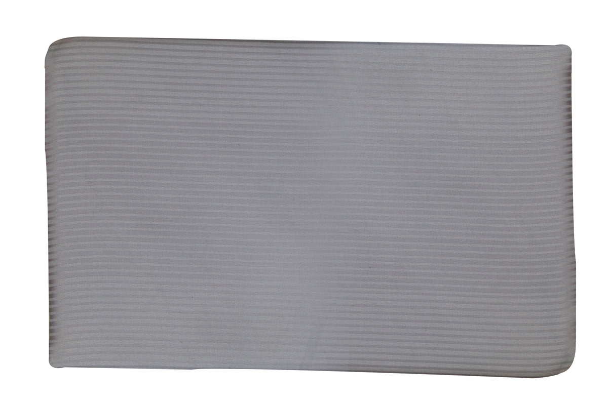 Solid pale grey cotton bedsheet with a tone-on-tone satin stripe weave