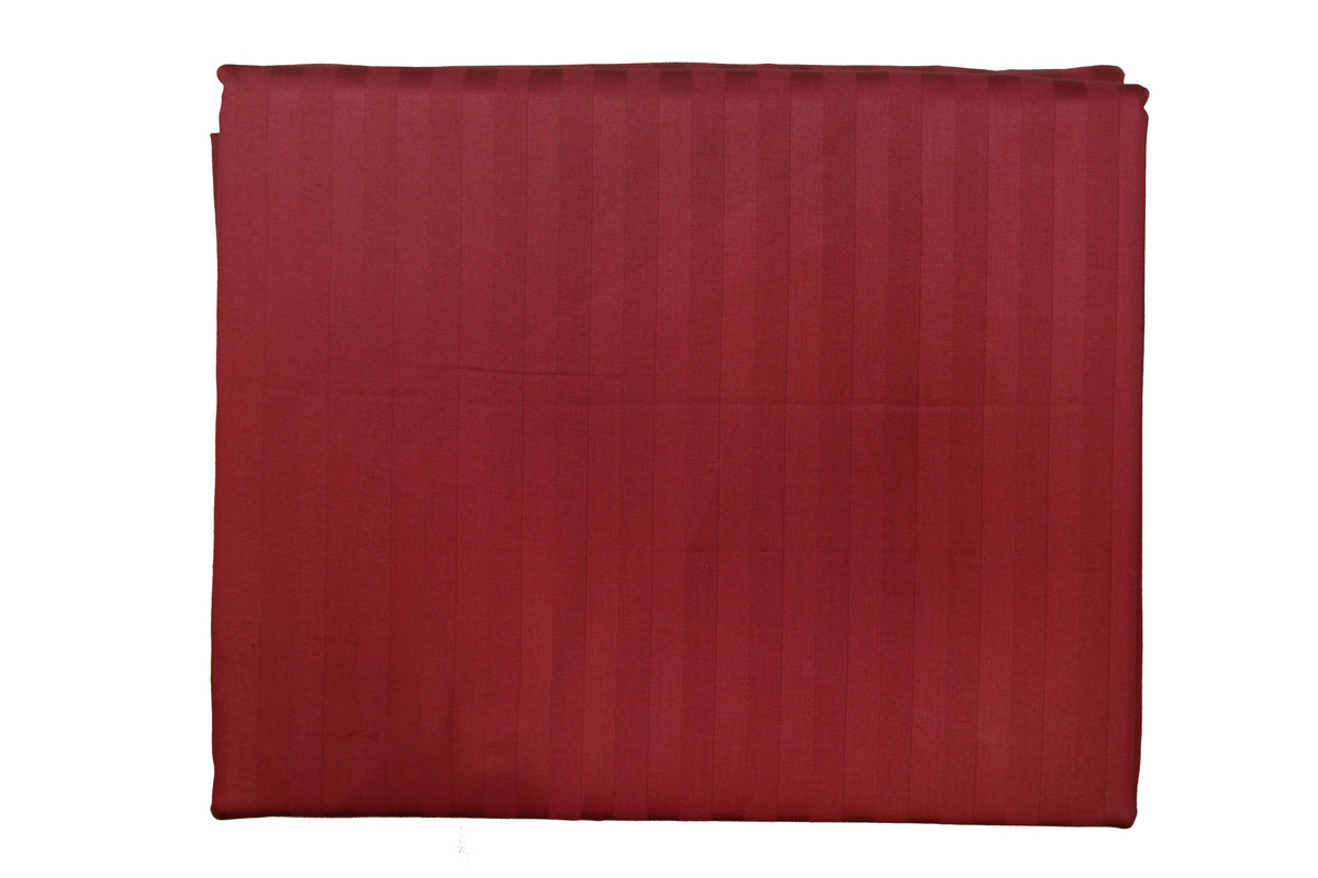 Solid maroon cotton bedsheet with a tone-on-tone satin stripe weave