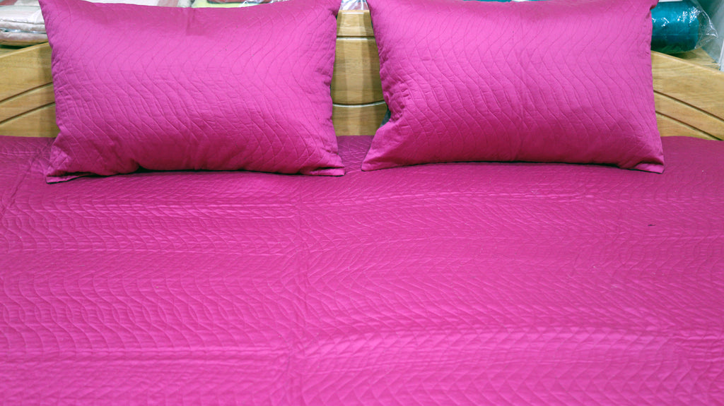 Reversible Plain PolySilk Quilted BedCover Set-(1 bedcover+ 2 Pillow Covers) - Jagdish Store Karol Bagh Online Since 1965