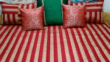 Banarsi/Brocade PolySilk Striped BedCover Set-(1 bedcover+ 2 Pillow Covers + 3 Cushion Covers+ 1 Throw) - Jagdish Store Online Since 1965