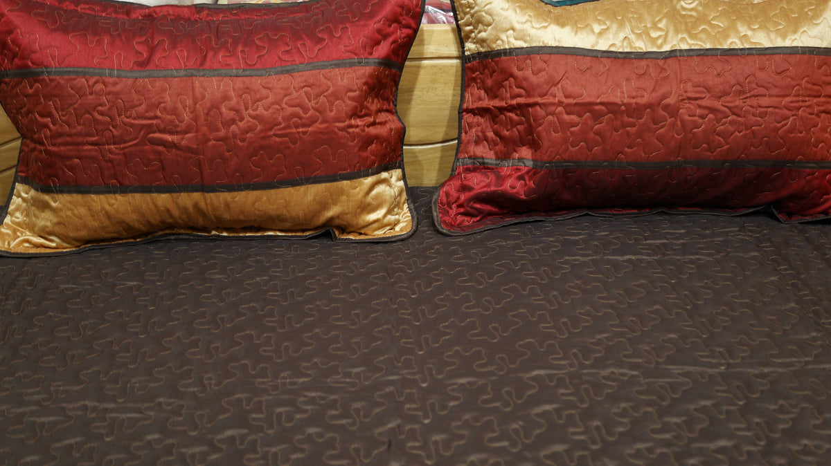 Beige Water Filling Stitch Bedcover front view