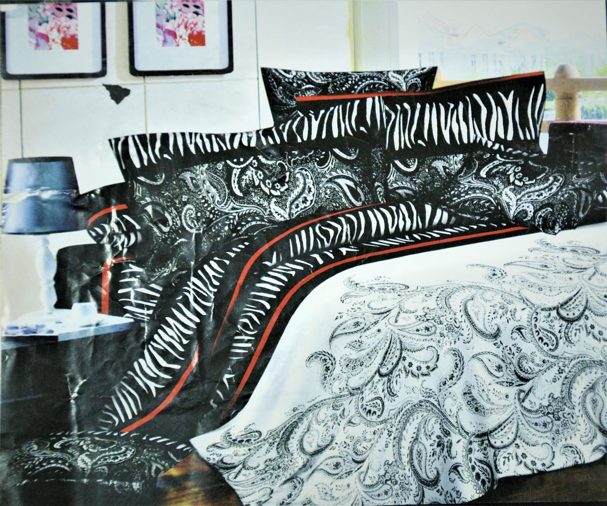 Black Abstract Polycotton Bedsheet Set 90x100 inch front view