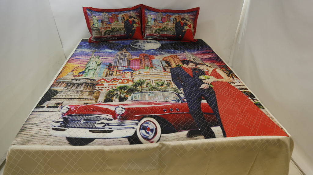 Digital Print Design Cotton-Satin BedCover Set-(1 bedcover+ 2 Pillow Covers) - Jagdish Store Online Since 1965