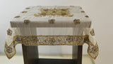 Hand Embroidery  (40 X 40 Inch) Table Cover(Cream)-Organza - Jagdish Store Online Since 1965
