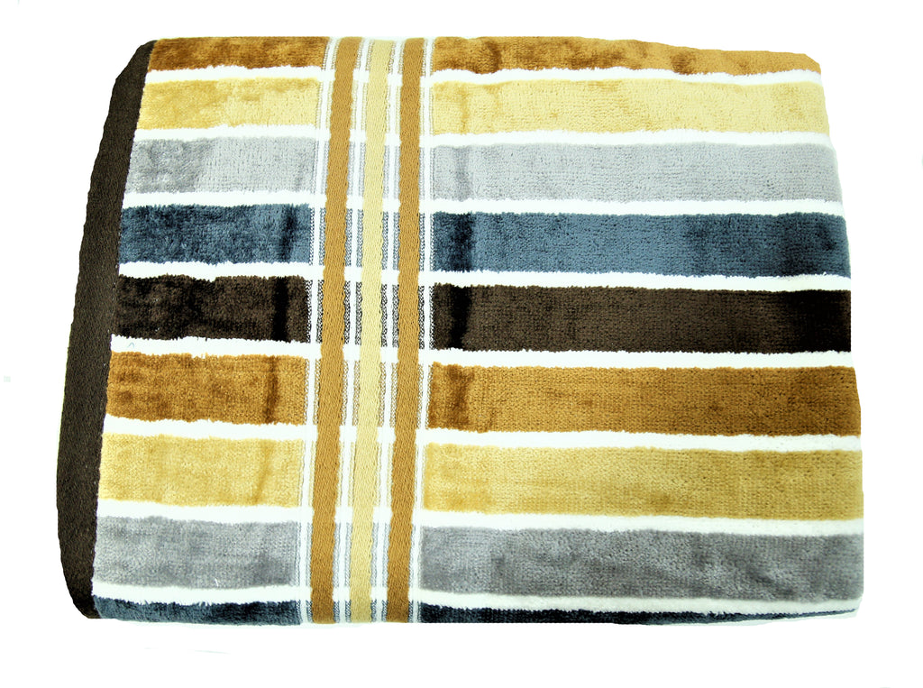 (Brown) Striped Cotton Bath Towel(27 X 54 Inch) - Jagdish Store Online Since 1965