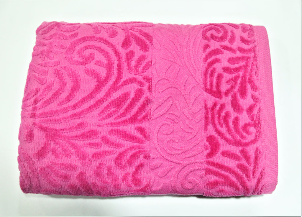 (Pink) Self Design Cotton Bath Towel(30 X 60 Inch) - Jagdish Store Online Since 1965