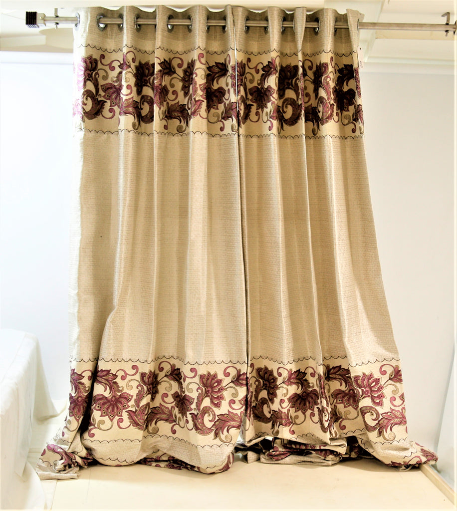 (Pink) Curtain Self Design- Poly/Cotton(7 X 4 Feet) - Jagdish Store Online Since 1965