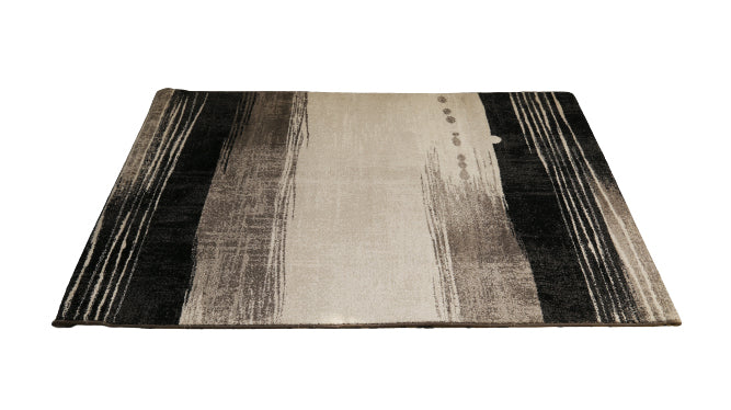 Rugs (Black/Cream Stripes) Modern Synthetic Carpet - Jagdish Store Online 