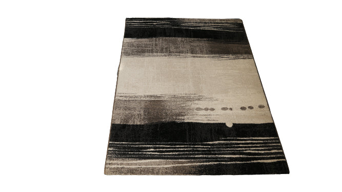Rugs (Black/Cream Stripes) Modern Synthetic Carpet - Jagdish Store Online 
