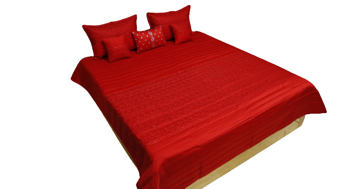 Turkish Beauty Double Bed BedCover 6 Pcs Set(1 bedcover+ 2 Pillow Covers + 2 Cushion Covers + 1 Highlighter) - Jagdish Store Online 