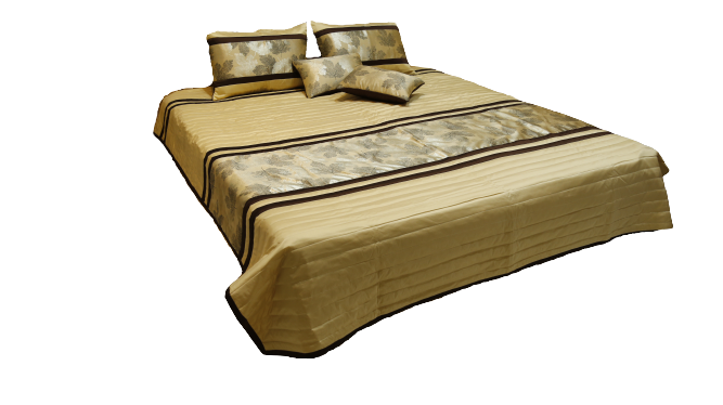 Silk Ambi Double Bedcover with 2 Pillow Covers and 2 Filled Cushion