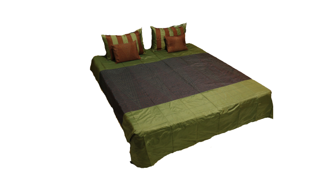 Linb Kantha Double Bedcover with 2 Pillow Covers and 2 Cushion Covers