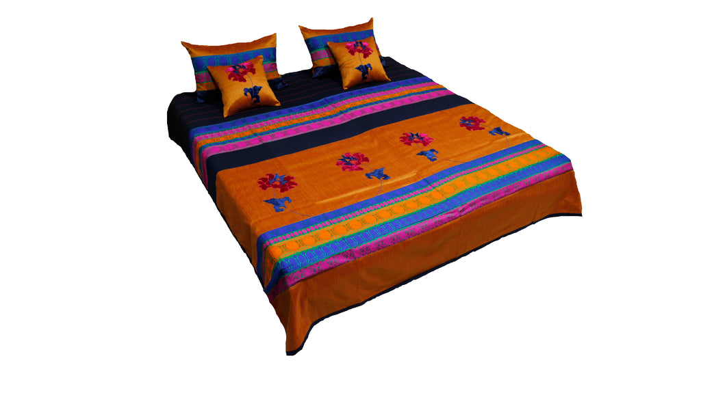 Shaneel Flower Patch Double Bedcover with Pillow Covers and Cushion Covers