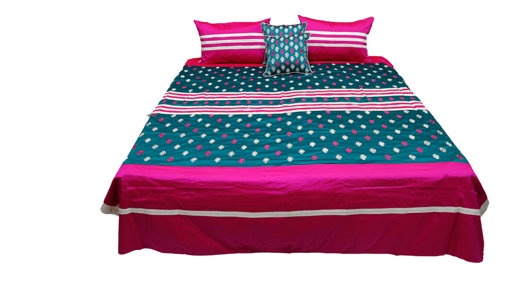 Floral Design Double Bedsheet with Cushion Cover and Pillow Covers